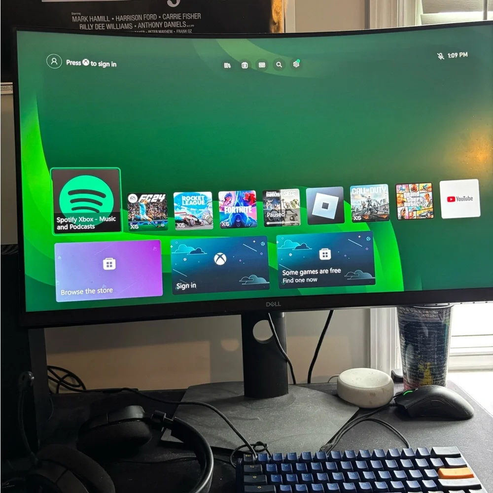 Dell Black Curved Monitor with LED Backlighting